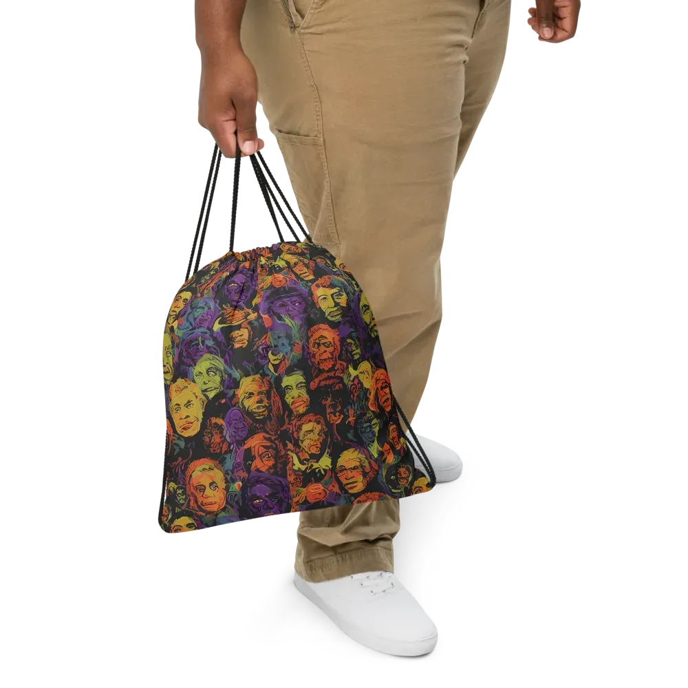 Kaleidoscopic Spirits on Drawstring Bag — Front