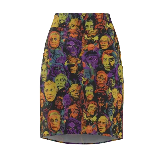 Kaleidoscopic Spirits on a Pencil Skirt
