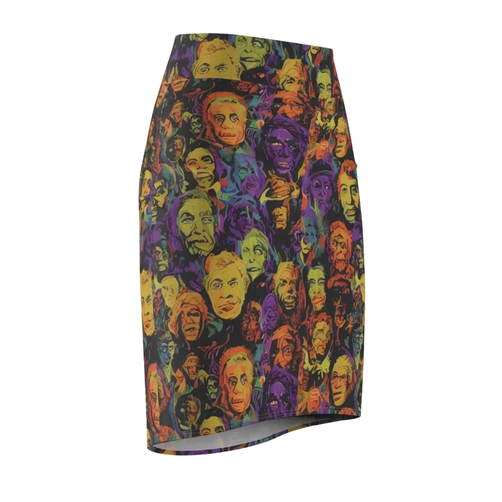 Kaleidoscopic Spirits on Pencil Skirt — Front Side