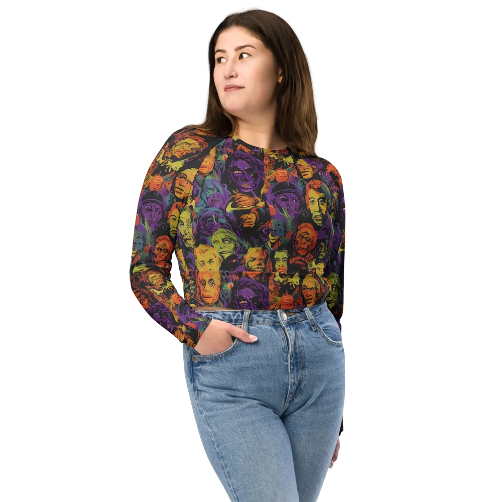 Kaleidoscopic Spirits on Long Sleeve Crop Top — Front