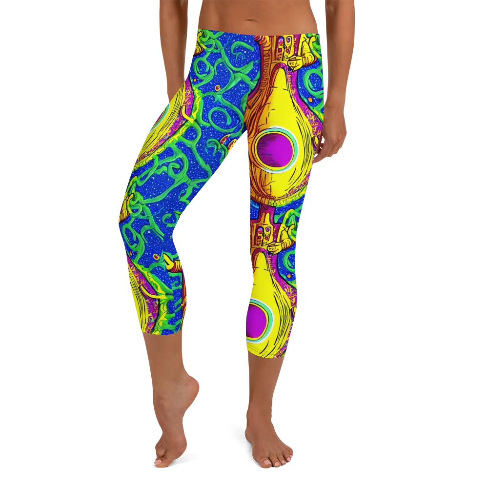 Sprawling Spectacle on Capri Leggings — Front