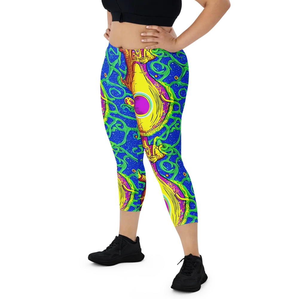 Sprawling Spectacle on Capri Leggings — Front