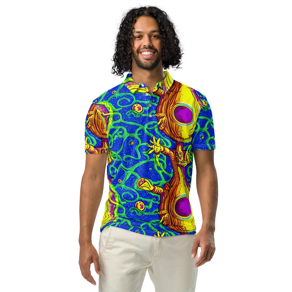 Sprawling Spectacle on Men's Slim Fit Polo Shirt — Front