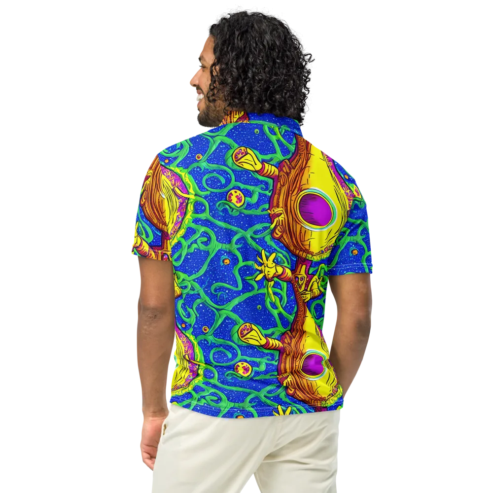 Sprawling Spectacle on Men's Slim Fit Polo Shirt — Back