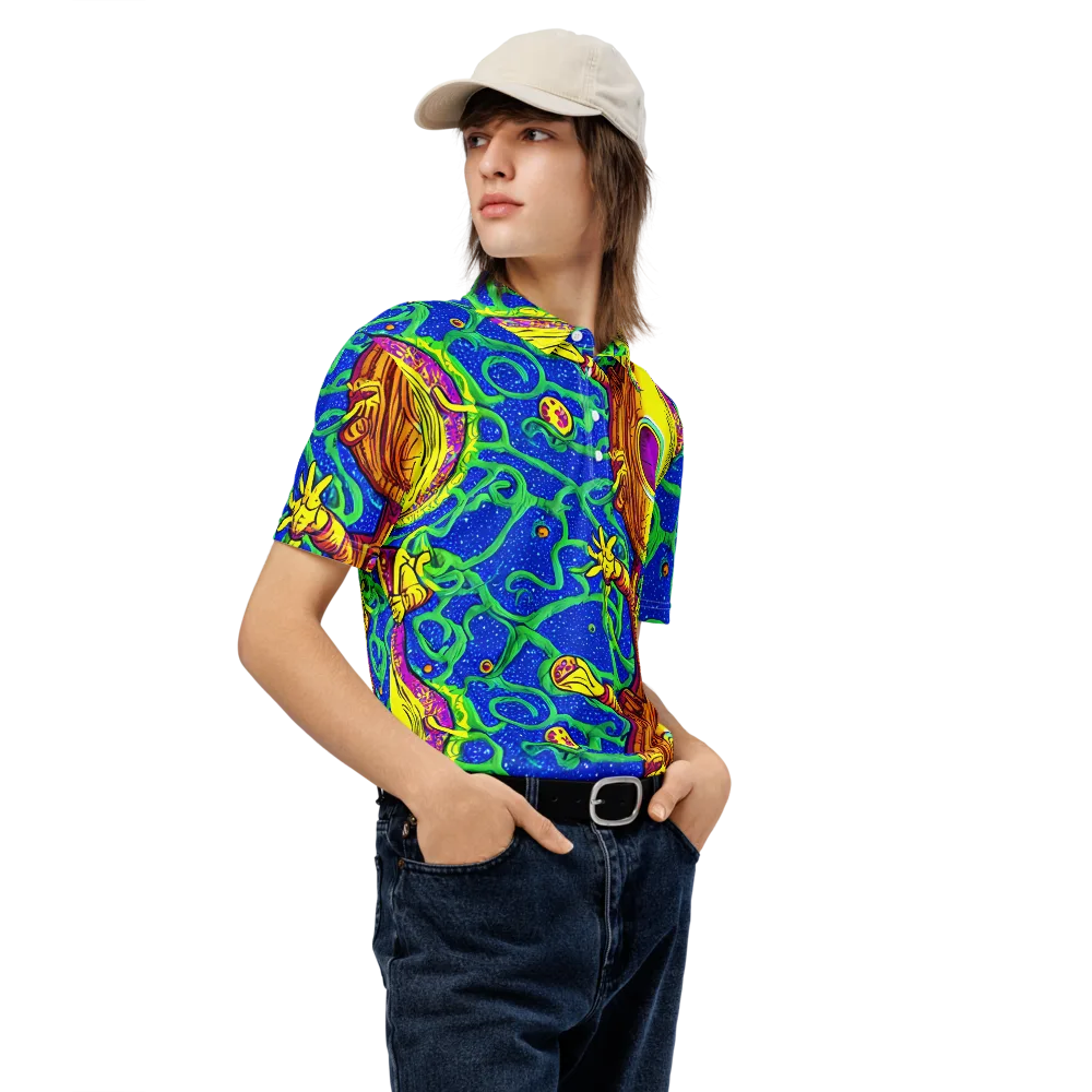 Sprawling Spectacle on Men's Slim Fit Polo Shirt — Right Front