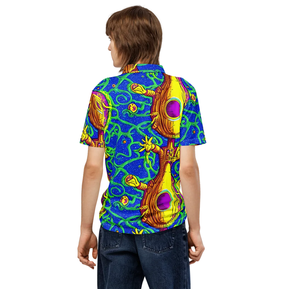 Sprawling Spectacle on Men's Slim Fit Polo Shirt — Back