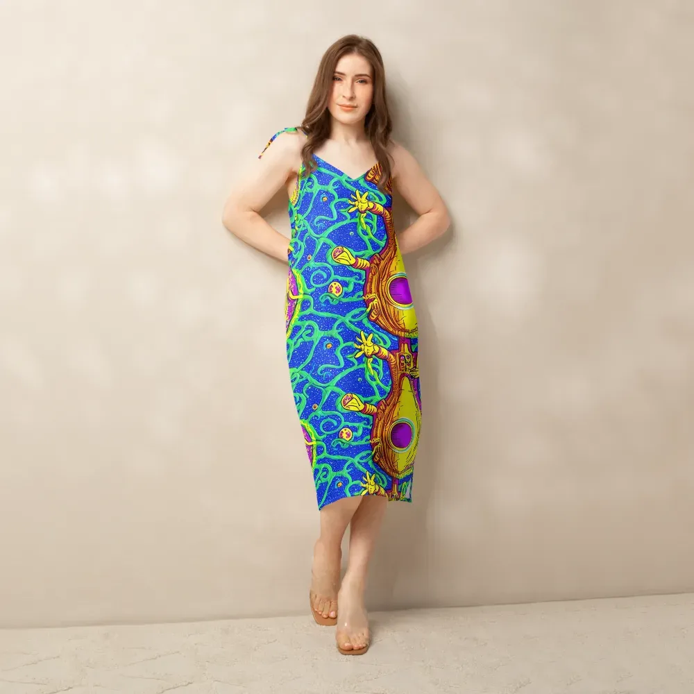 Sprawling Spectacle on Slip Dress — Front