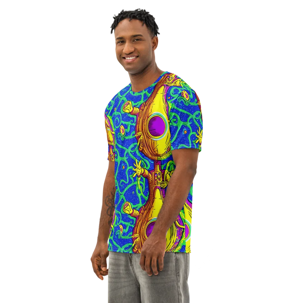 Sprawling Spectacle on Men's Cotton Crew Neck T-Shirt — Left Front