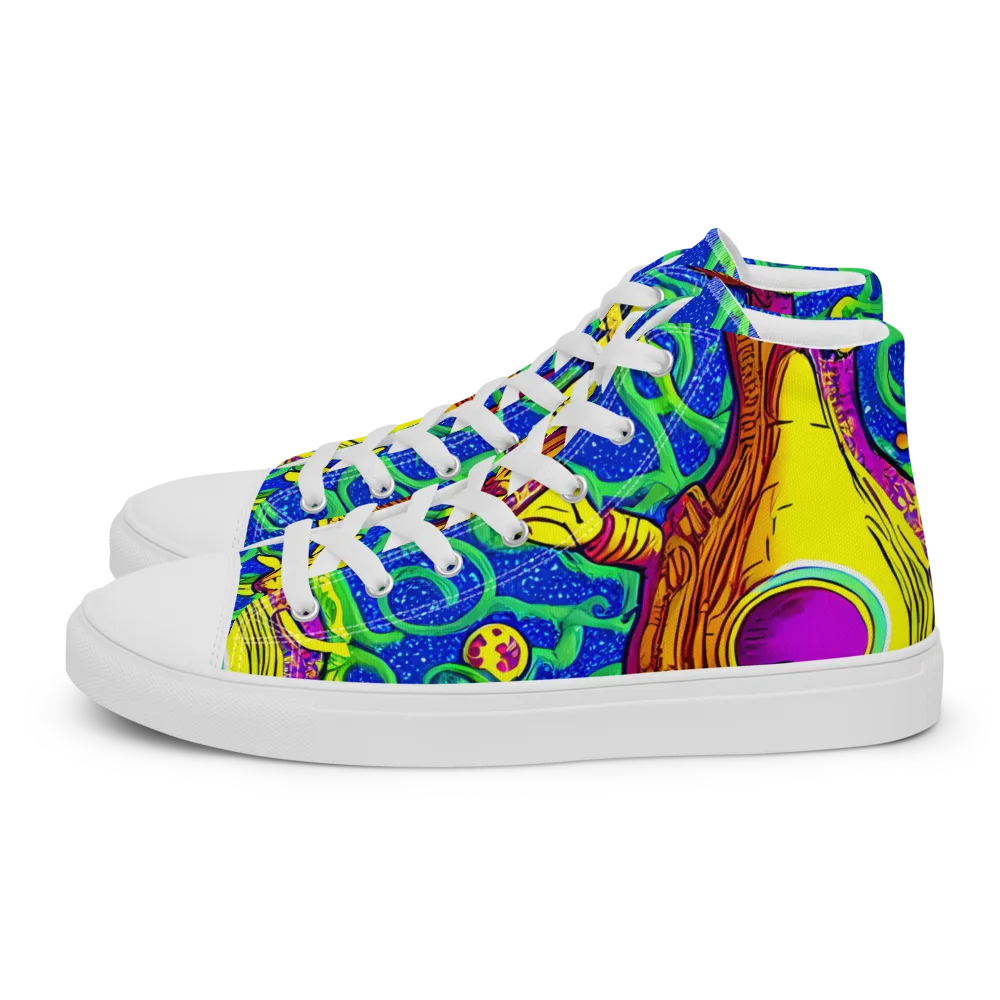 Sprawling Spectacle on Men's High Top Canvas Shoes — Left
