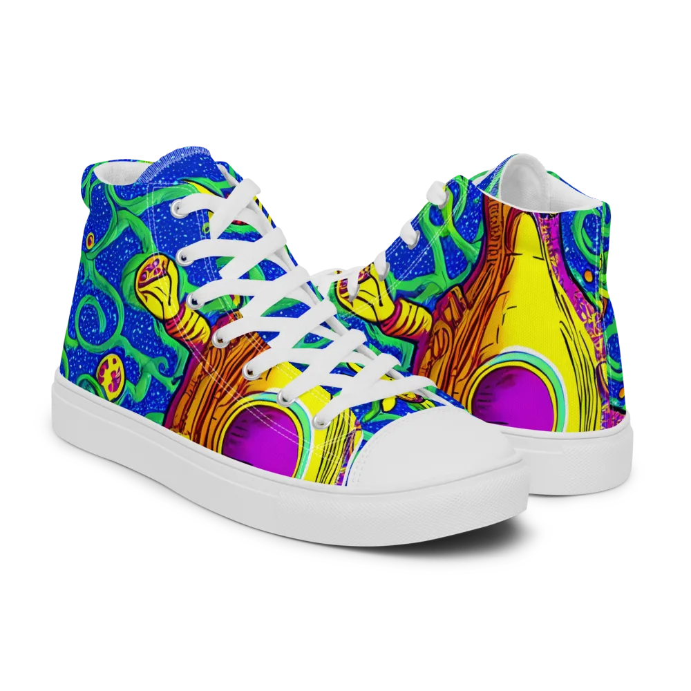Sprawling Spectacle on Men's High Top Canvas Shoes — Right