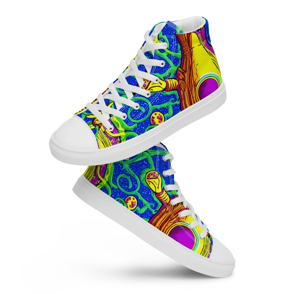 Sprawling Spectacle on Men's High Top Canvas Shoes — Front