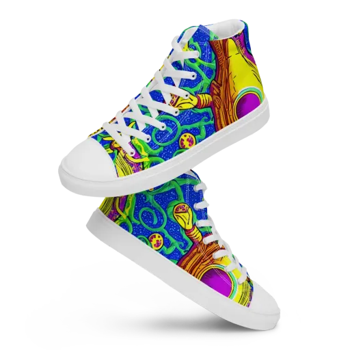 Sprawling Spectacle on a Men's High Top Canvas Shoes