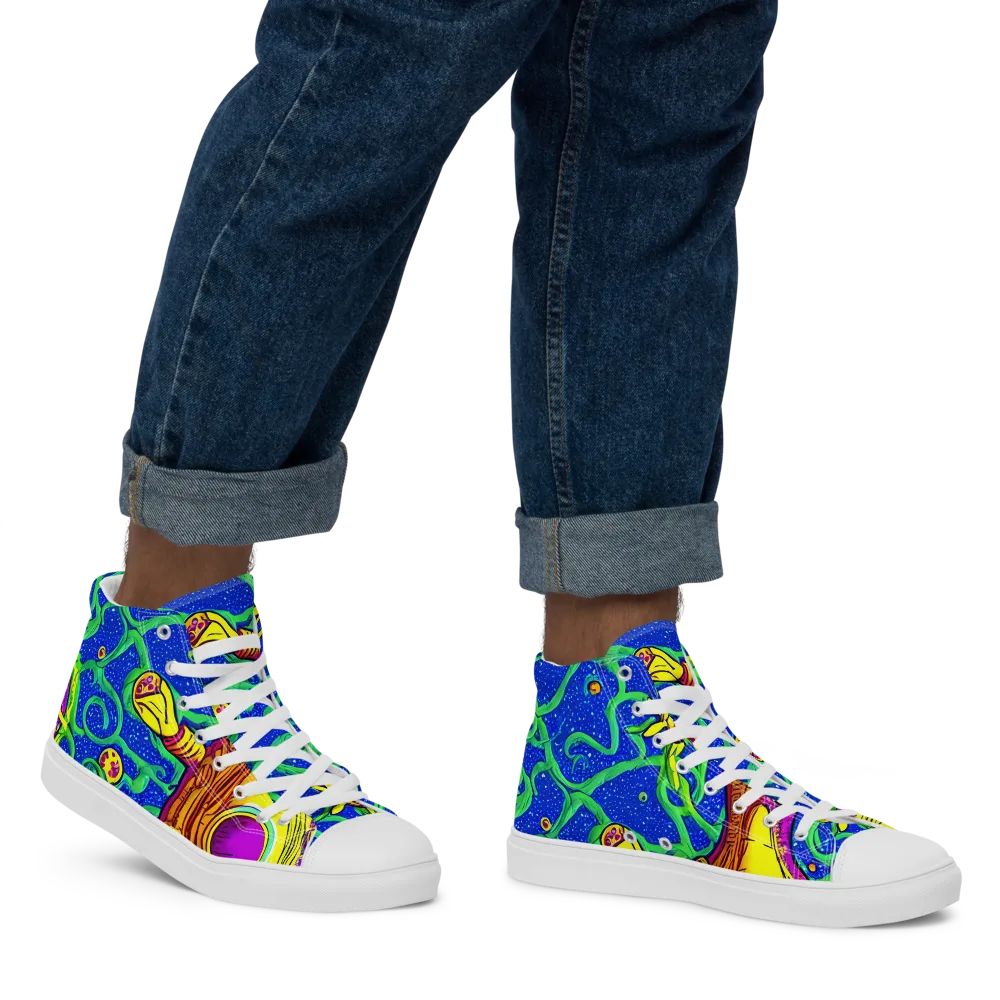 Sprawling Spectacle on Men's High Top Canvas Shoes — Right