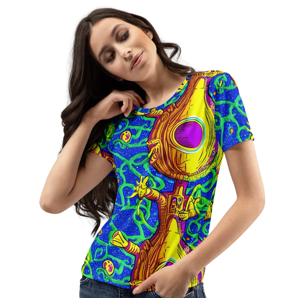 Sprawling Spectacle on Women's Crew Neck T-Shirt — Left Front