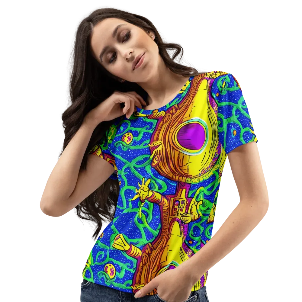 Sprawling Spectacle on Women's Crew Neck T-Shirt — Left Front