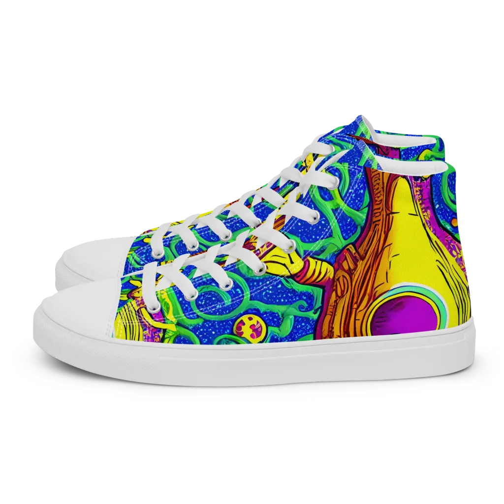 Sprawling Spectacle on Women's High Top Canvas Shoes — Left