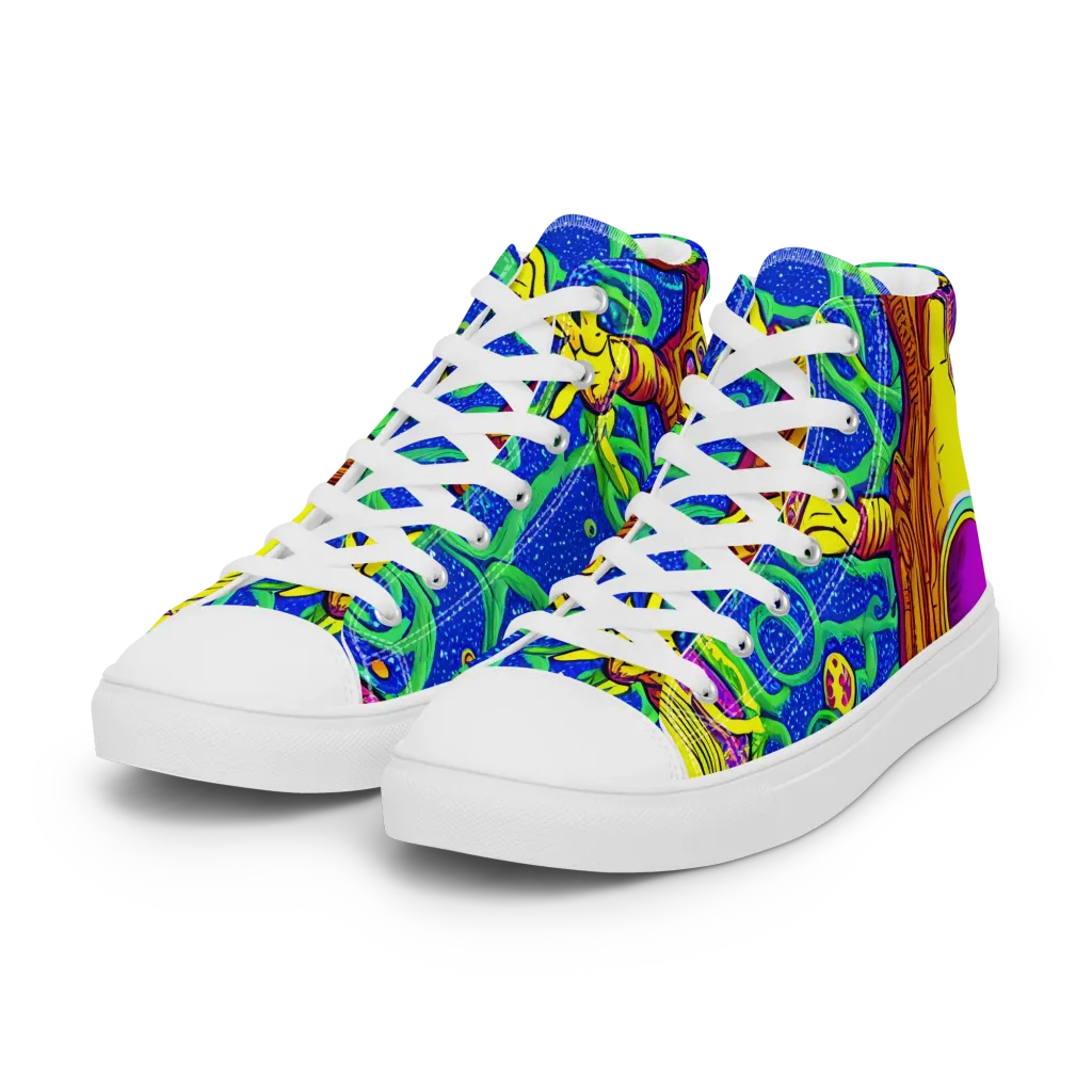 Sprawling Spectacle on Women's High Top Canvas Shoes — Left Front