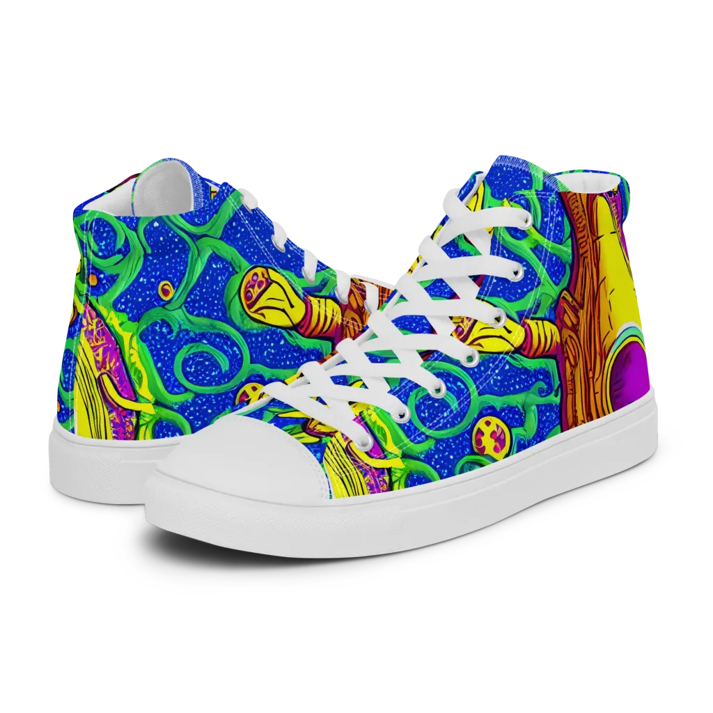 Sprawling Spectacle on Women's High Top Canvas Shoes — Left