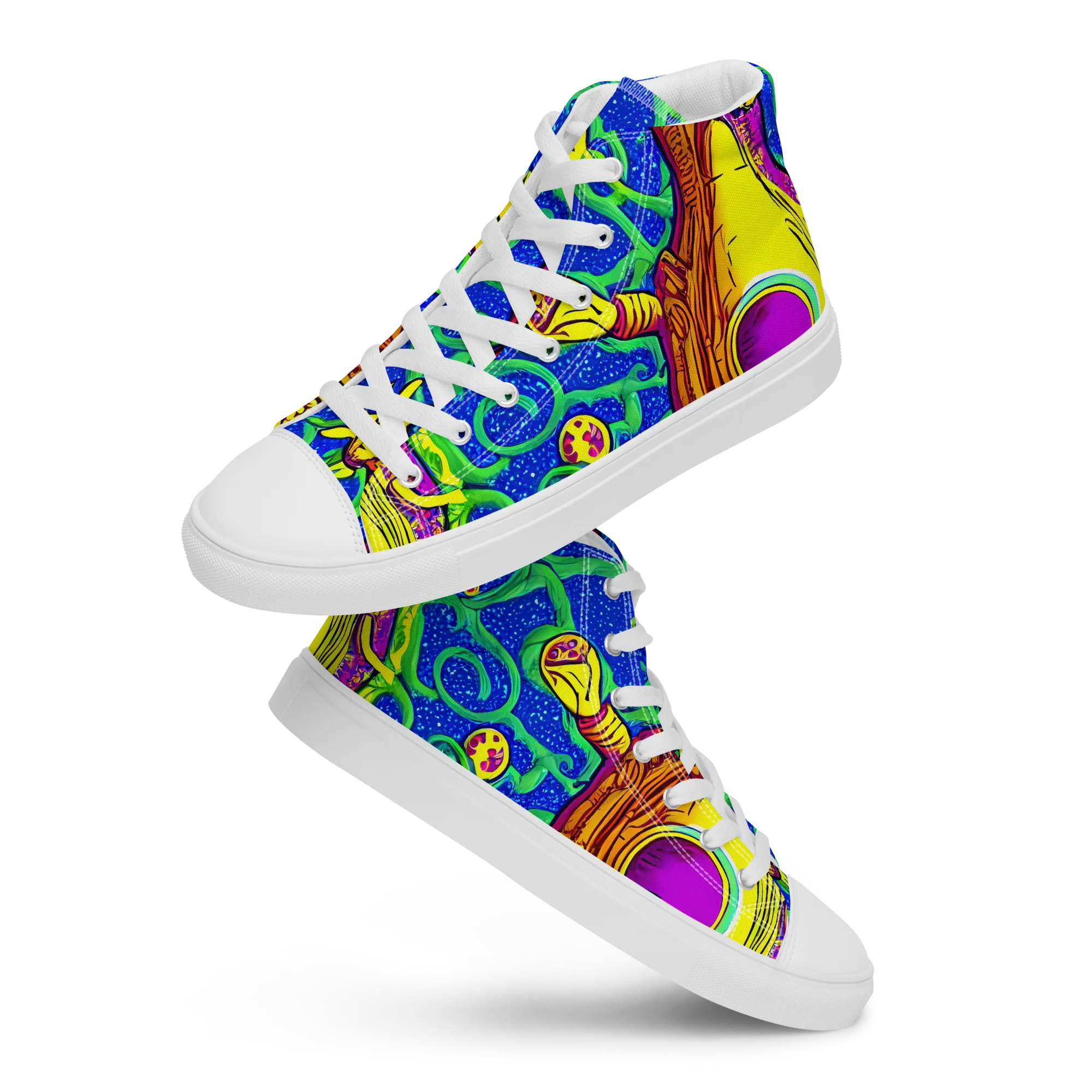 Sprawling Spectacle on Women's High Top Canvas Shoes — Front
