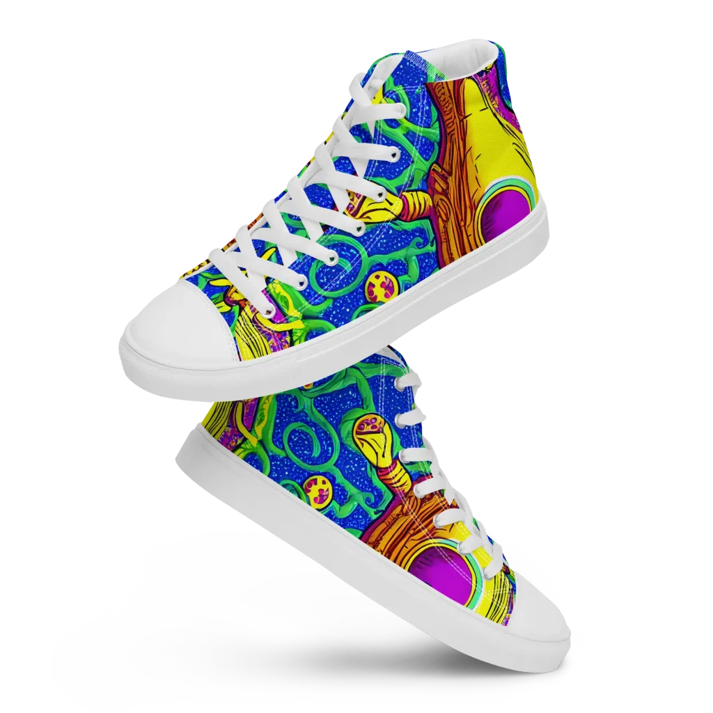 Sprawling Spectacle on Women's High Top Canvas Shoes — Front