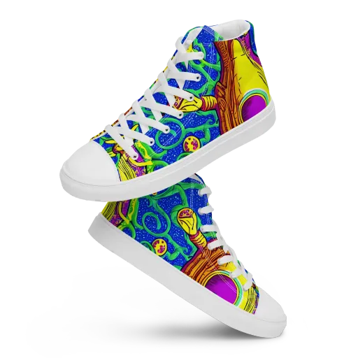 Sprawling Spectacle on a Women's High Top Canvas Shoes