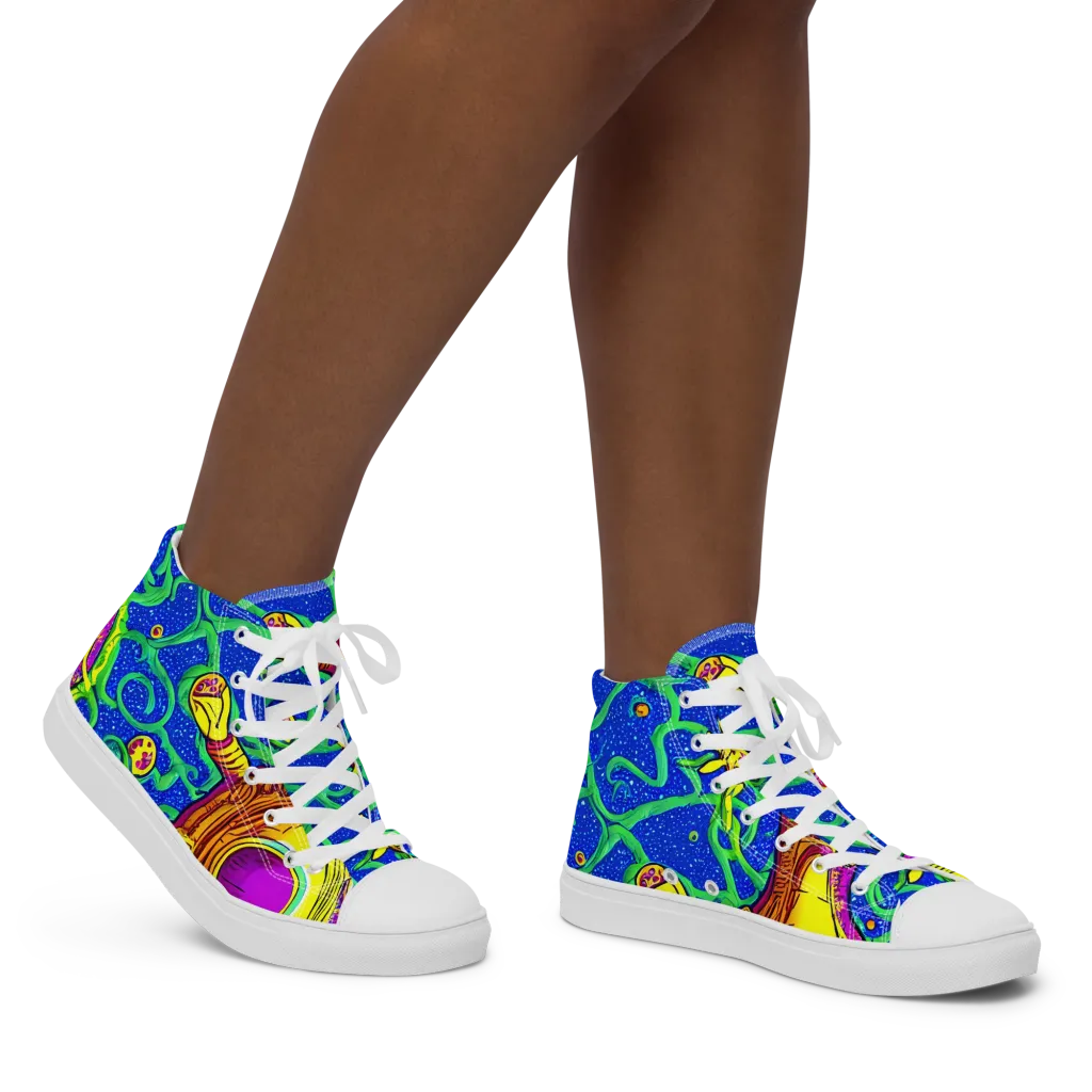 Sprawling Spectacle on Women's High Top Canvas Shoes — Right