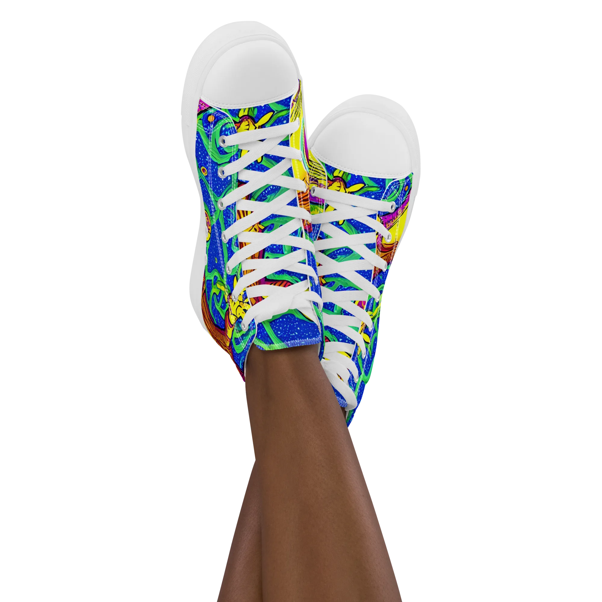 Sprawling Spectacle on Women's High Top Canvas Shoes — Front