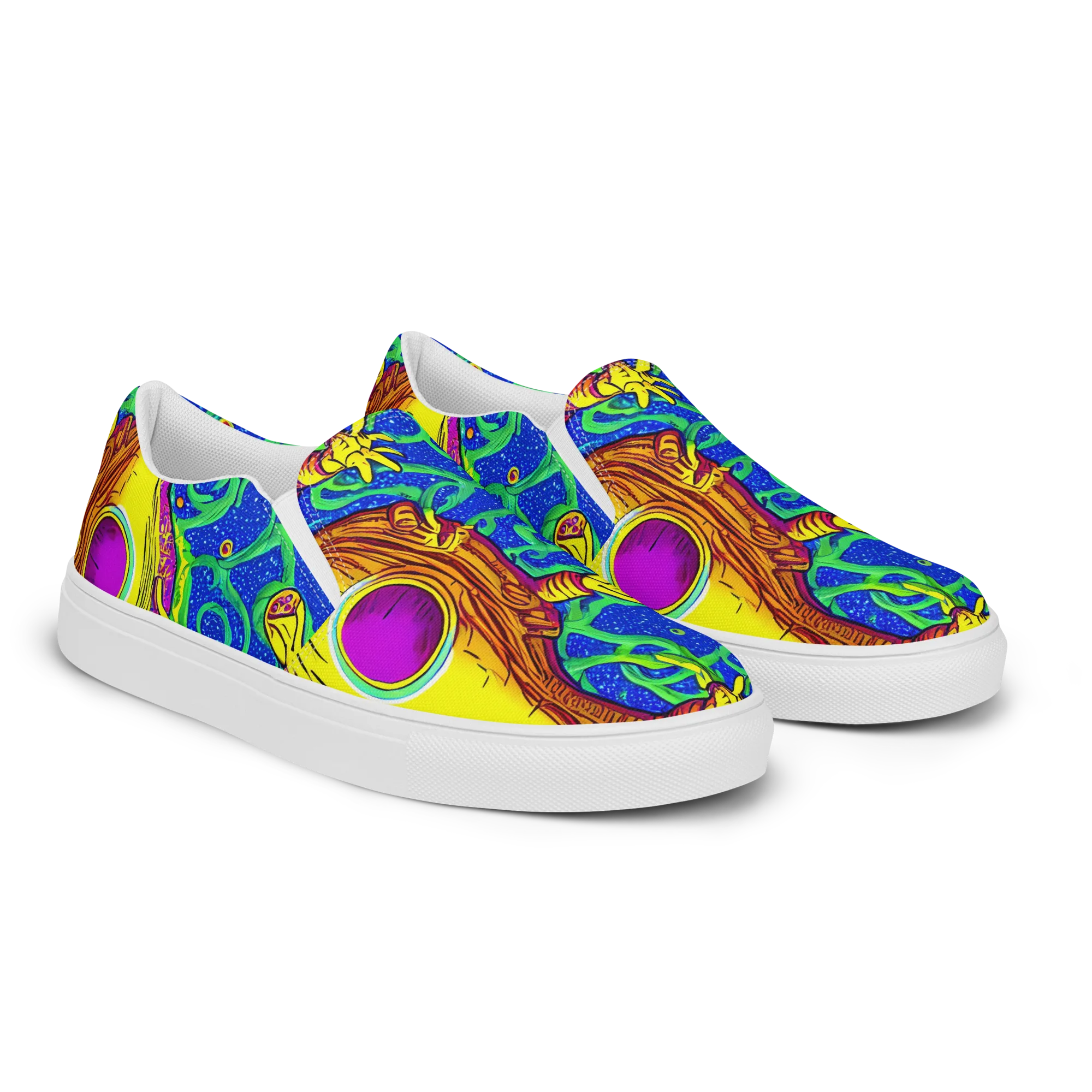 Sprawling Spectacle on Men's Slip-On Canvas Shoes — Right Front