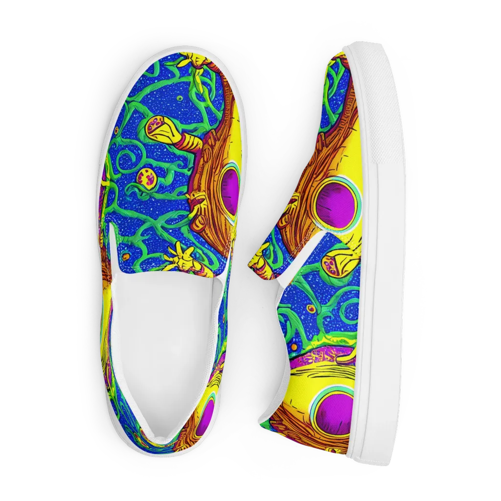 Sprawling Spectacle on Men's Slip-On Canvas Shoes — Front