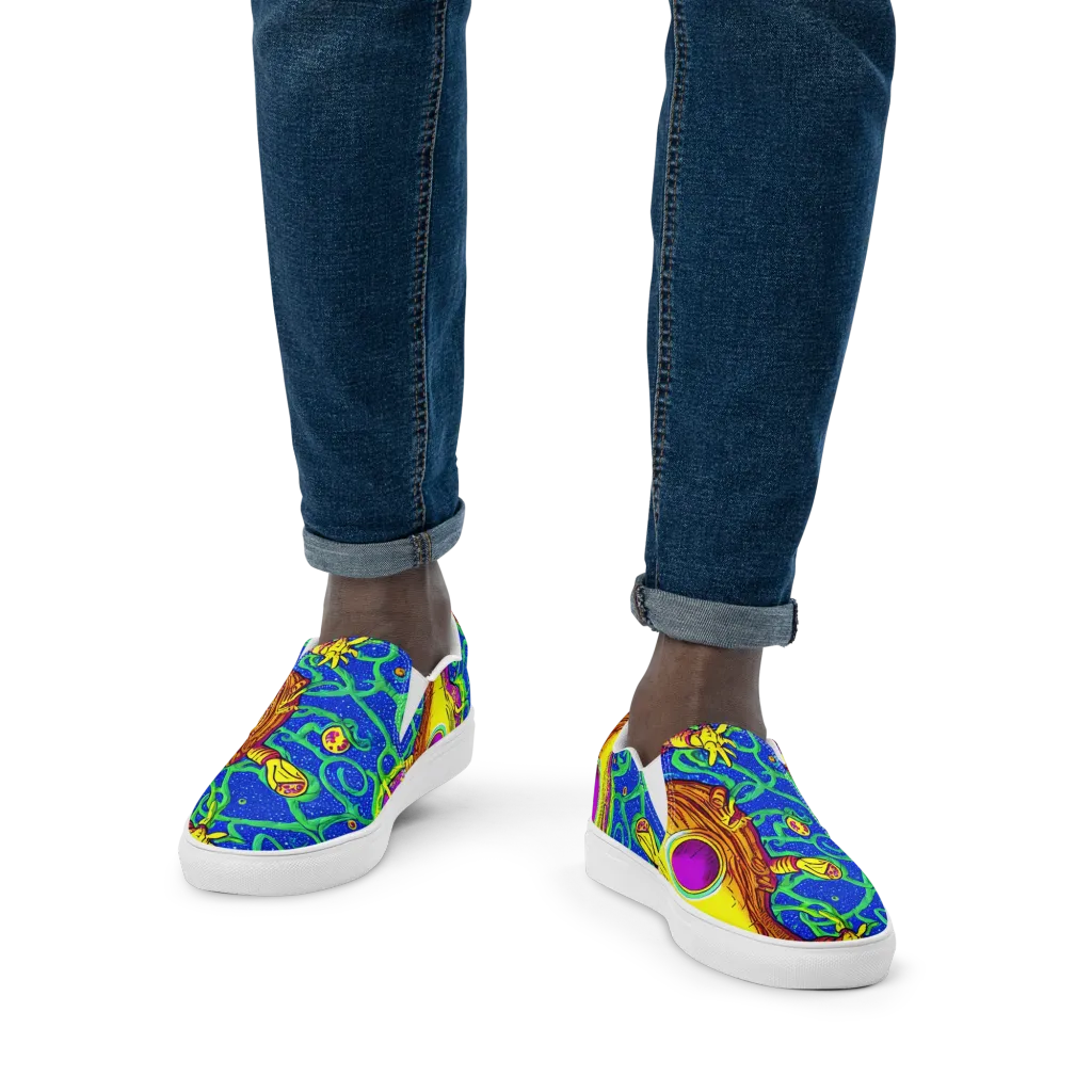 Sprawling Spectacle on Men's Slip-On Canvas Shoes — Front