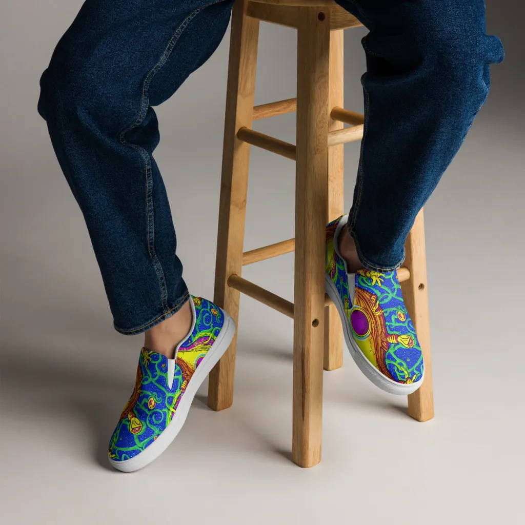 Sprawling Spectacle on Men's Slip-On Canvas Shoes — Front