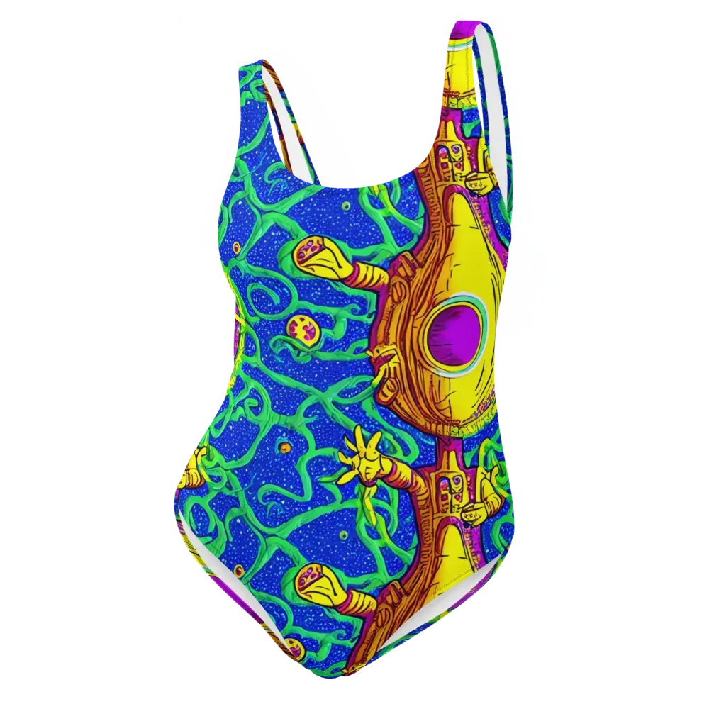 Sprawling Spectacle on One-Piece Swimsuit — Front