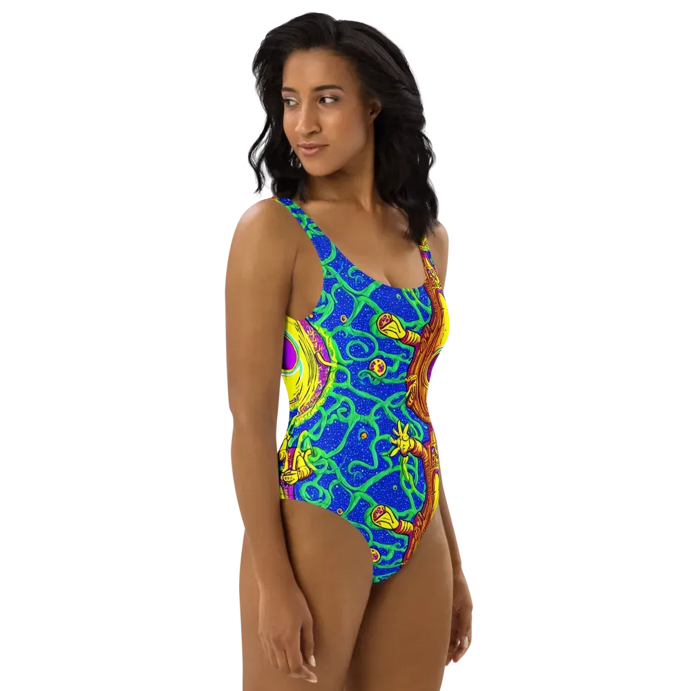 Sprawling Spectacle on One-Piece Swimsuit — Right