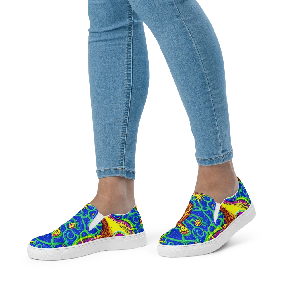 Sprawling Spectacle on Women's Slip-On Canvas Shoes — Front