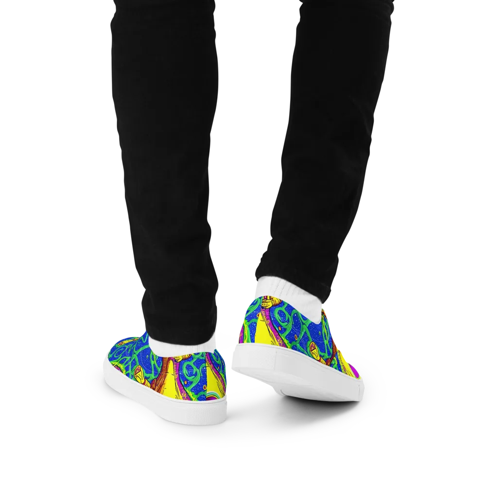 Sprawling Spectacle on Men's Lace-Up Canvas Shoes — Back