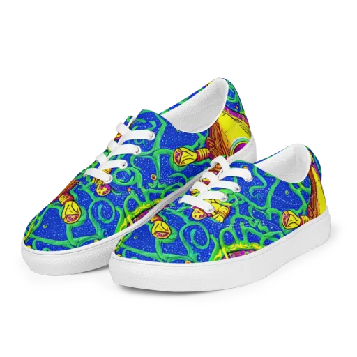 Sprawling Spectacle on a Men's Lace-Up Canvas Shoes