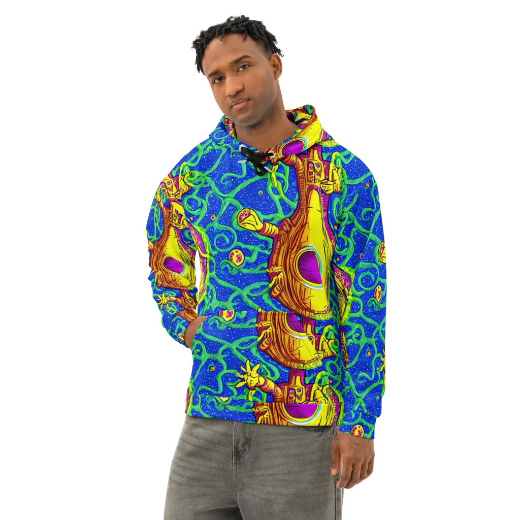 Sprawling Spectacle on Cotton Hoodie — Left Front