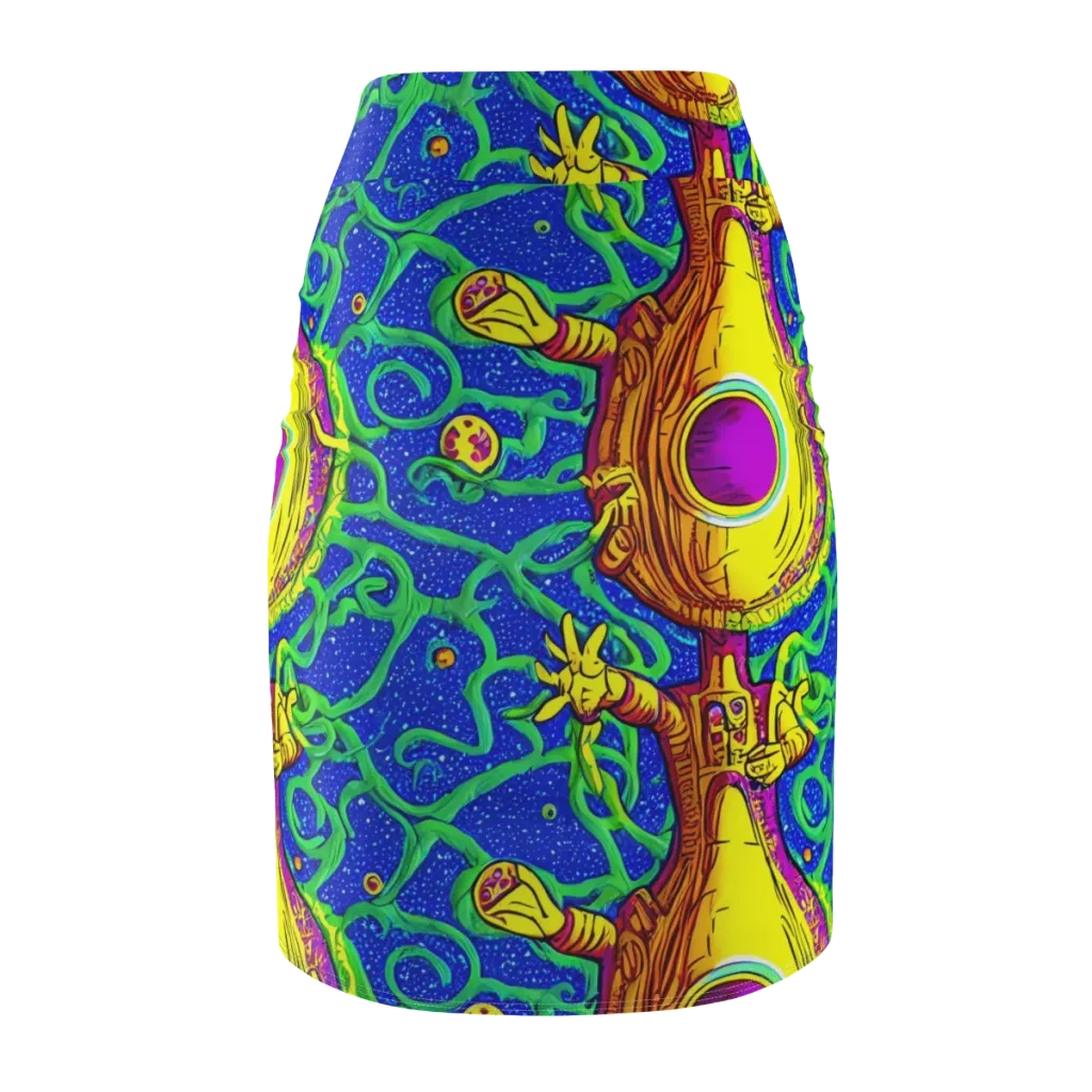 Sprawling Spectacle on Pencil Skirt — Back