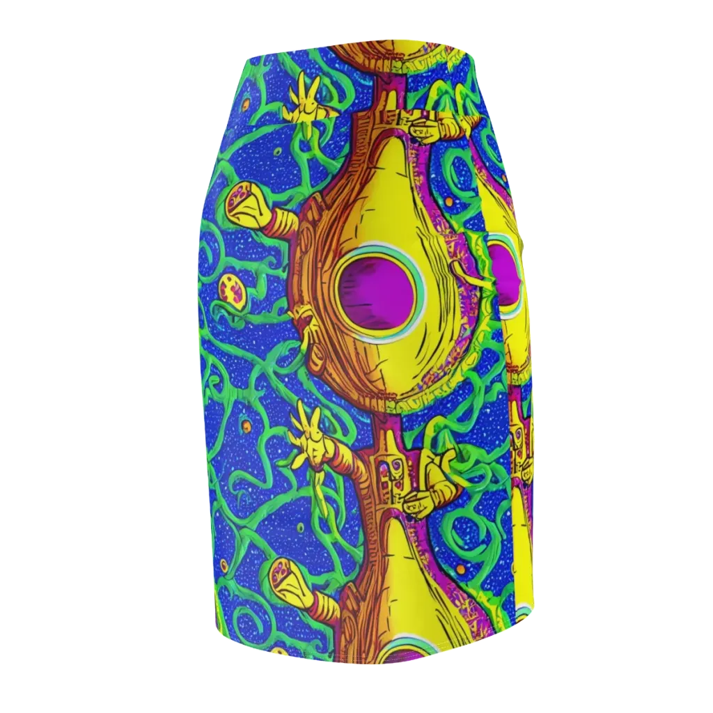Sprawling Spectacle on Pencil Skirt — Back Side