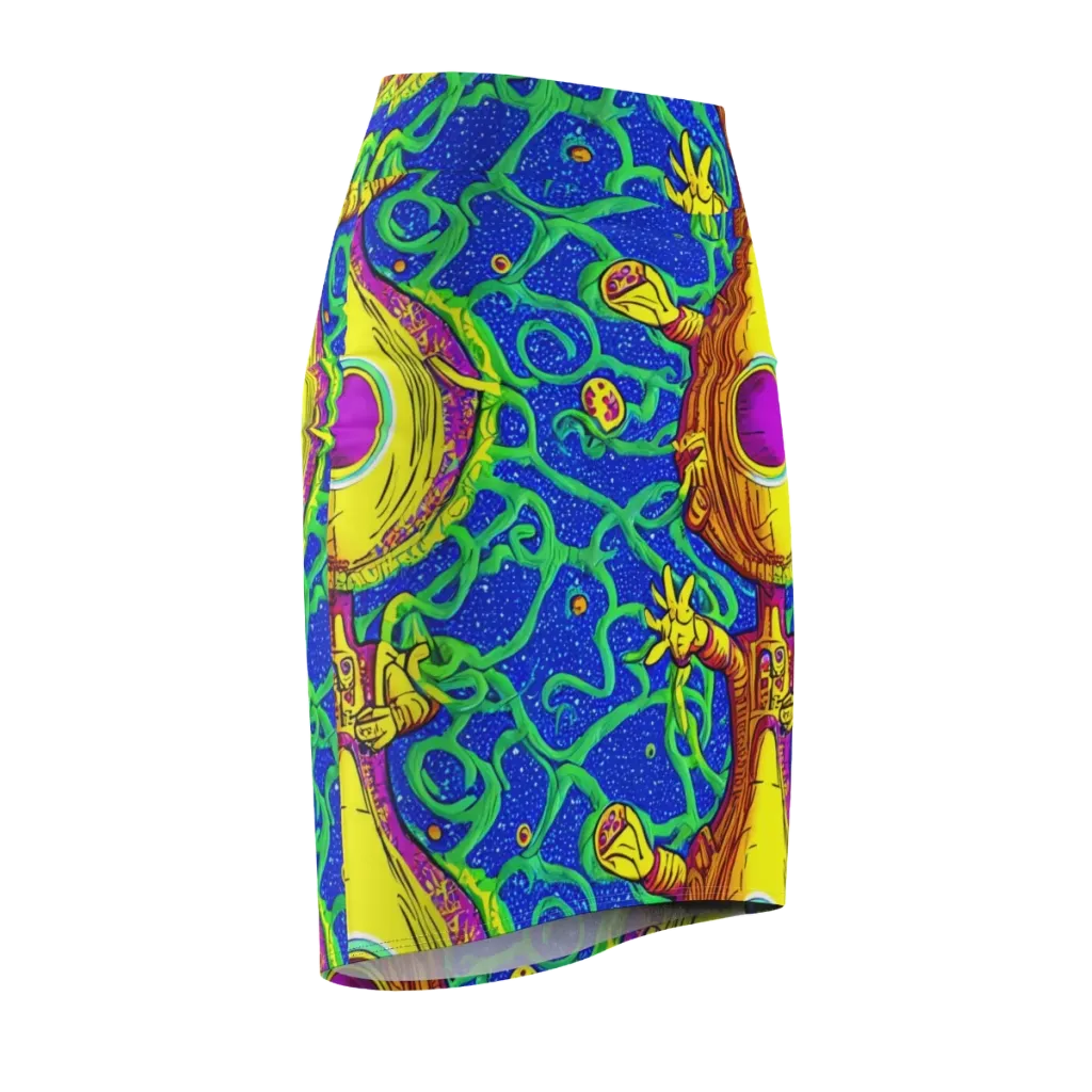 Sprawling Spectacle on Pencil Skirt — Front Side