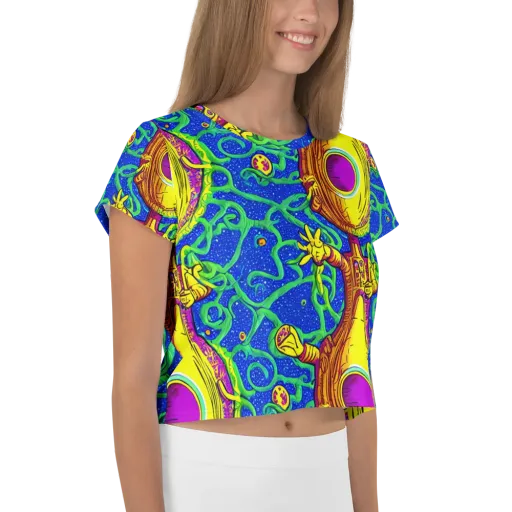 Sprawling Spectacle on a Crop Tee