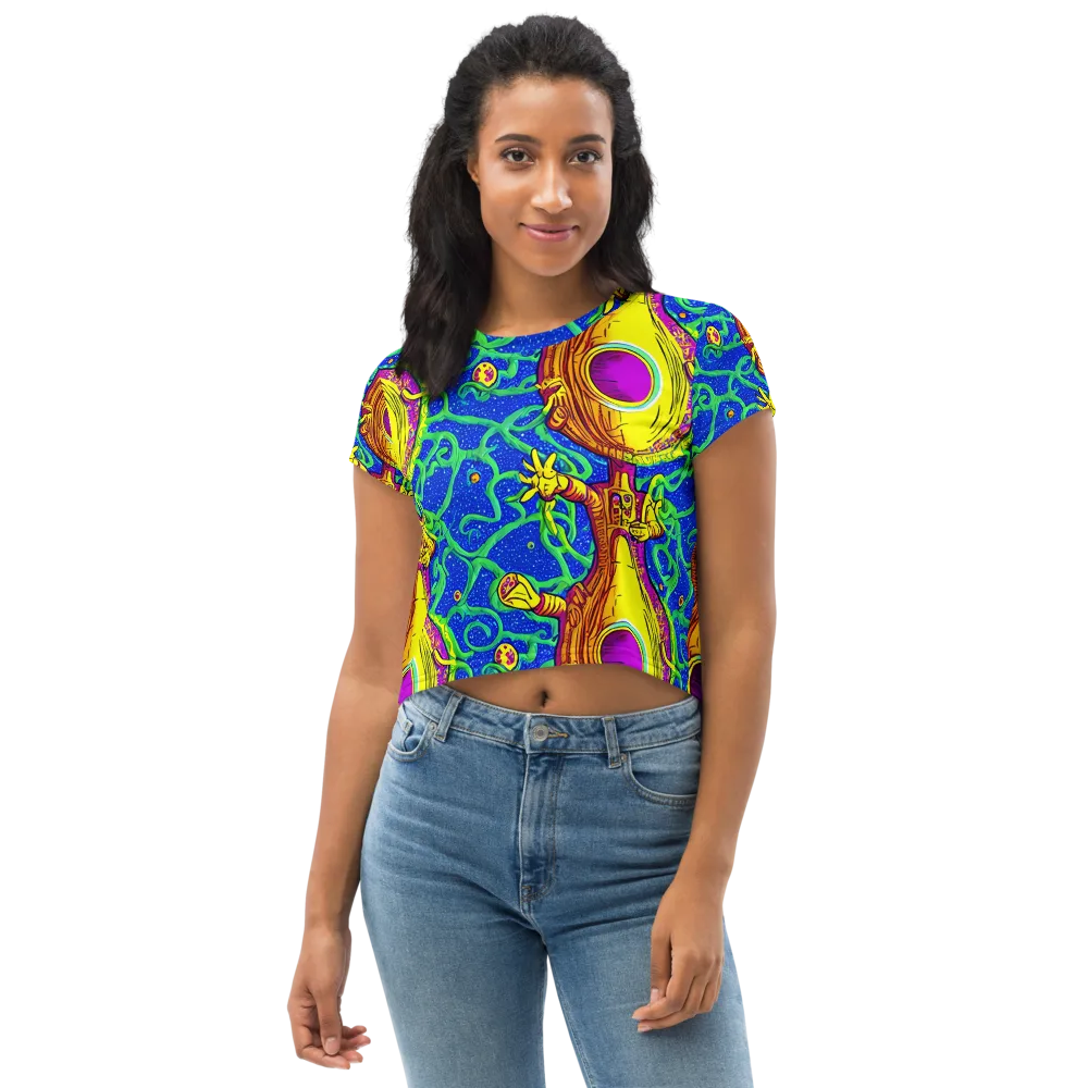 Sprawling Spectacle on Crop Tee — Front