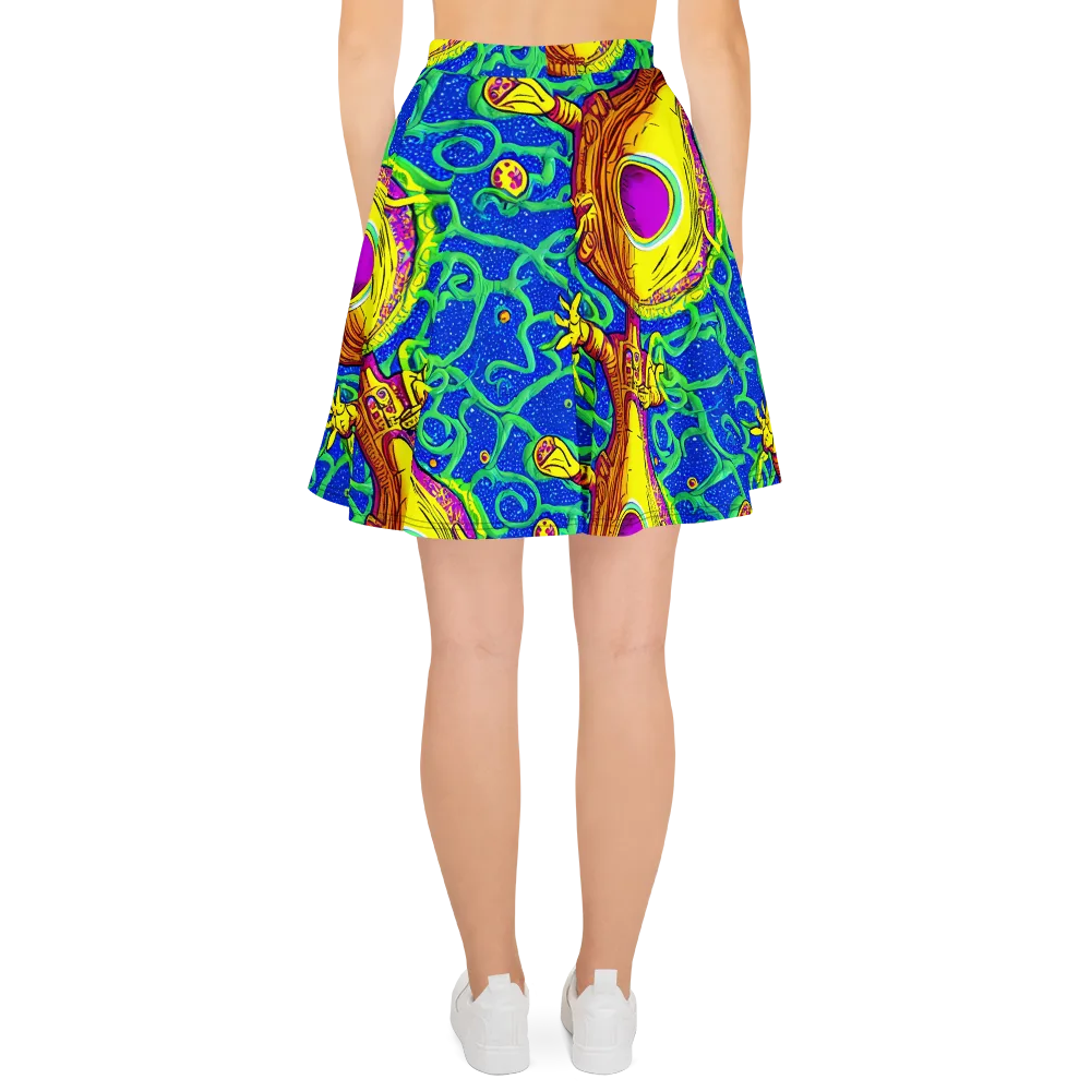 Sprawling Spectacle on Skater Skirt — Back