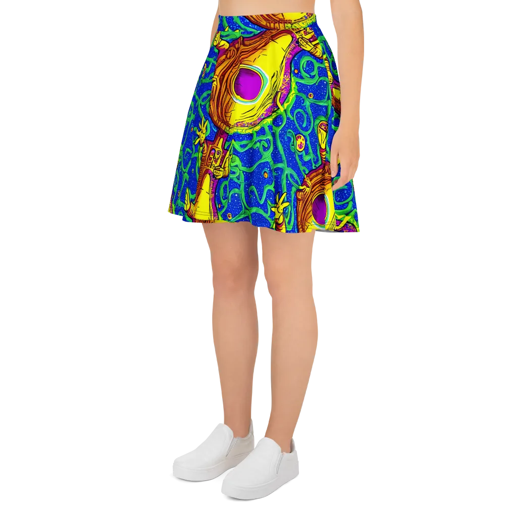 Sprawling Spectacle on Skater Skirt — Left