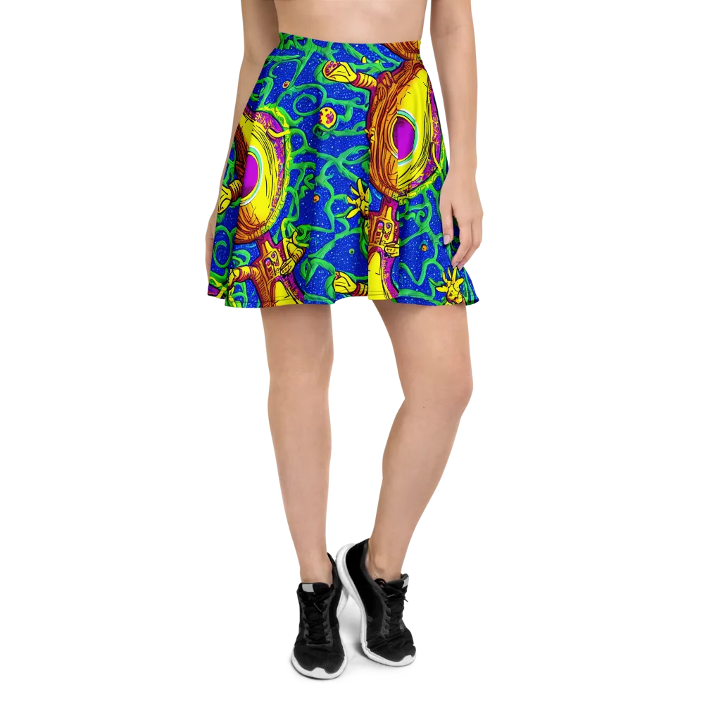 Sprawling Spectacle on Skater Skirt — Front
