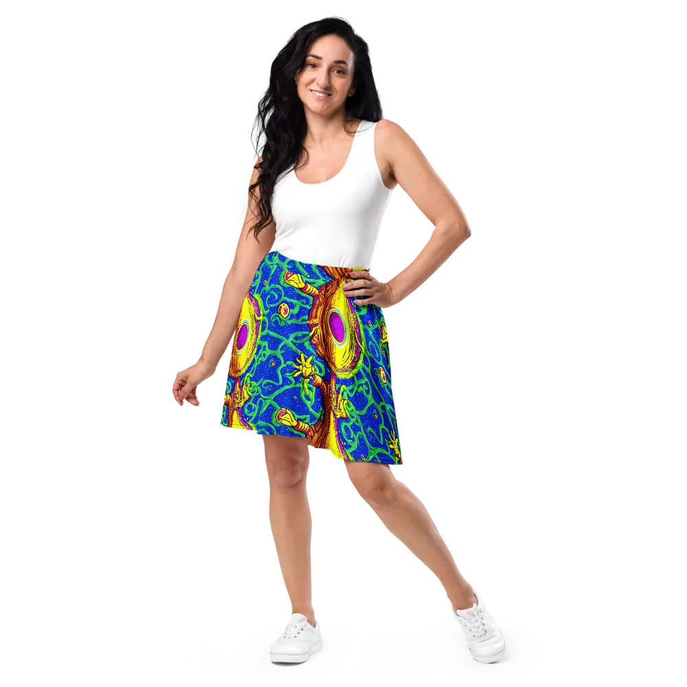 Sprawling Spectacle on Skater Skirt — Front