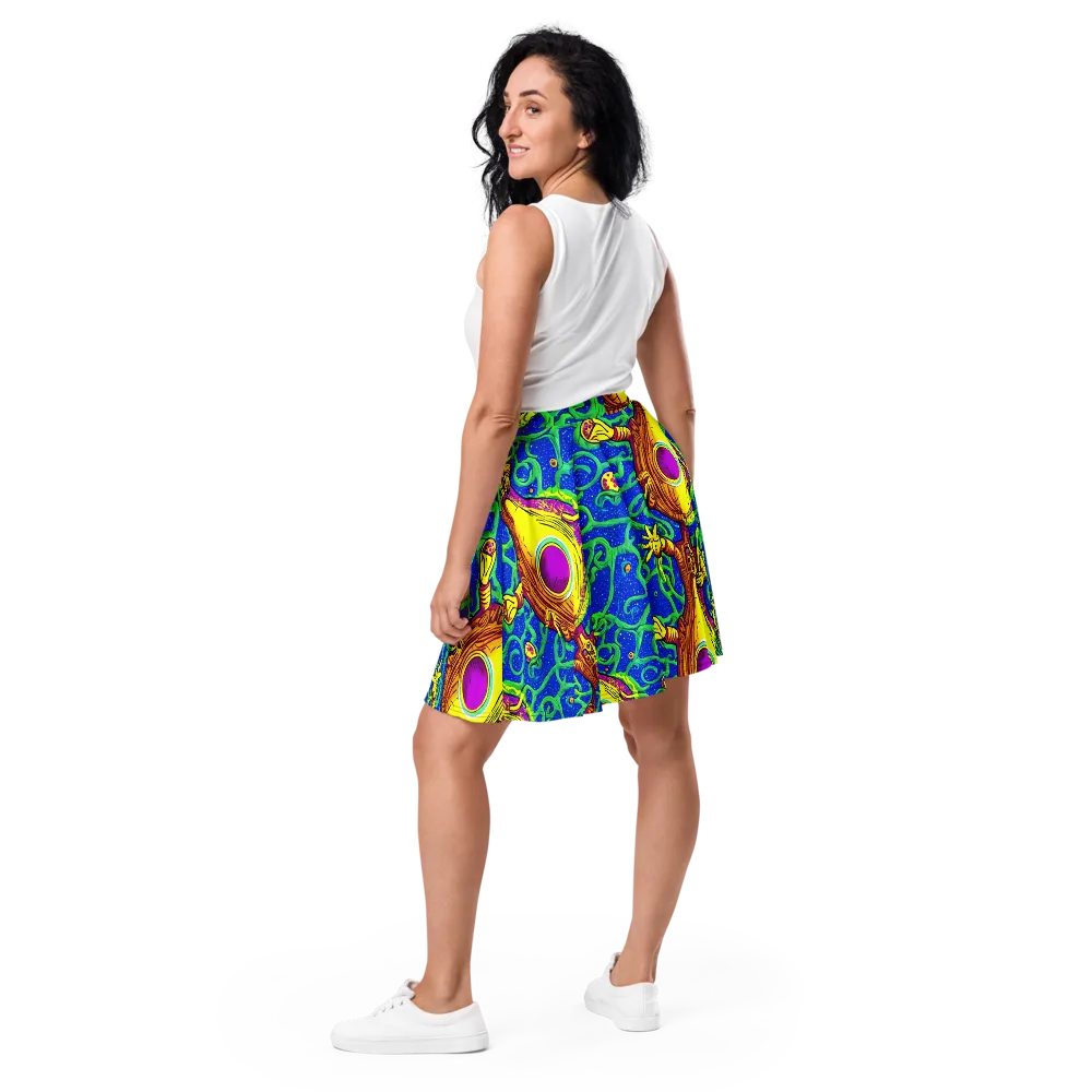 Sprawling Spectacle on Skater Skirt — Back