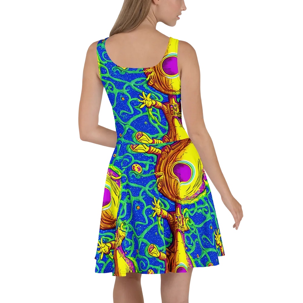 Sprawling Spectacle on Skater Dress — Back
