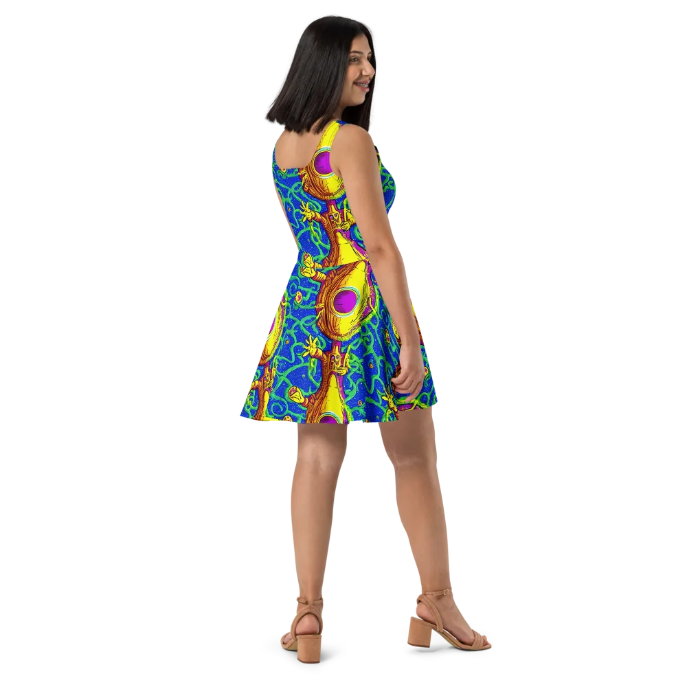 Sprawling Spectacle on Skater Dress — Right
