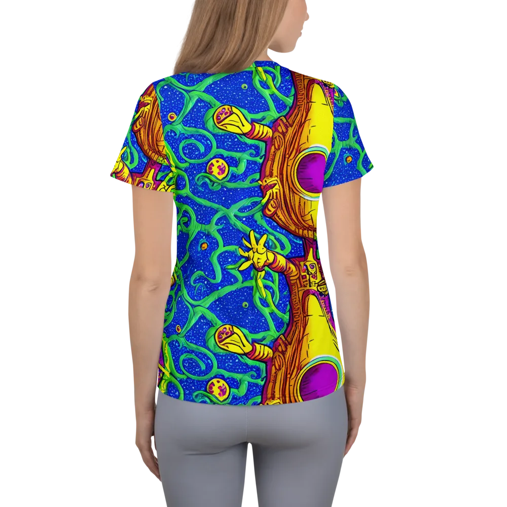 Sprawling Spectacle on Women's Athletic T-Shirt — Back